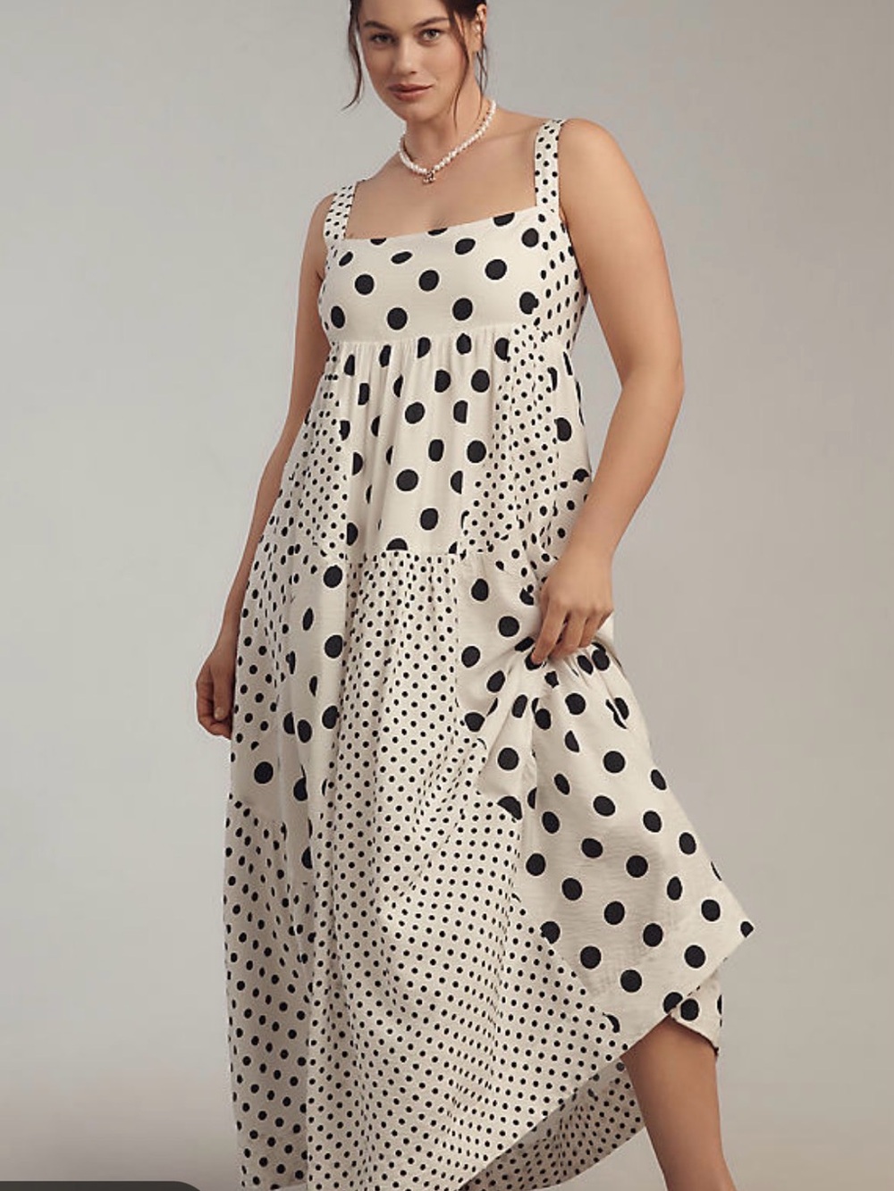 Maeve Women’s White and Black Polka Dot Maxi Dress